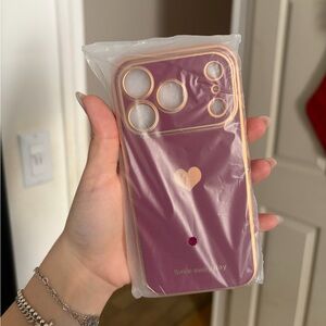 Maroon and Gold Heart Phone Case